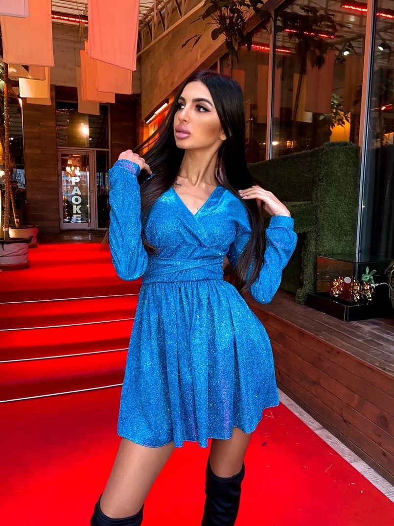 Эффектное платье мини с завязками на талии | PUSHKA SHOP