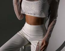 Комплект: топ + штани із сіткою зі стразами  | PUSHKA SHOP