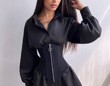 Приталена сорочка + корсет з блискавкою  | PUSHKA SHOP