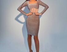 Приталенное блестящее платье с корсетной вставкой и юбкой-карандашо Приталенное блестящее платье с корсетной вставкой и юбкой-карандашо | PUSHKA SHOP