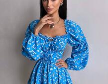 Сукня з квітковим принтом з воланами на ґудзиках  Сукня з квітковим принтом з воланами на ґудзиках  | PUSHKA SHOP