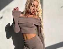 Трикотажний комплект: топ із хомутом + штани кльош | PUSHKA SHOP