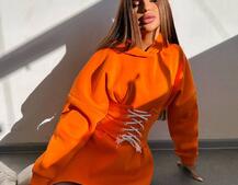 Тепле приталене худі з капюшоном на флісі + корсет на шнурівці Можна носити з корсетом та без | PUSHKA SHOP