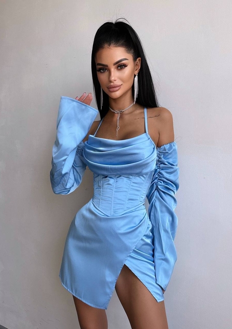 Комплект: корсет з рукавами    + спідниця міні з драпіруванням   | PUSHKA SHOP