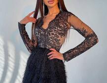 Платье с кружевным верхом и пушистой юбочкой  Платье с кружевным верхом и пушистой юбочкой  | PUSHKA SHOP