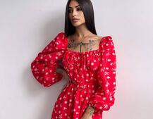 Сукня міді з розрізом на спідниці  | PUSHKA SHOP