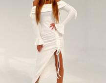 Трикотажна сукня міді з хомутом   | PUSHKA SHOP