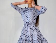 Милое платье в горошек с оборками Милое платье в горошек с оборками | PUSHKA SHOP