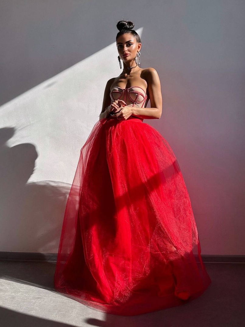 Комплект: корсет бюстьє декорований стразами + пишна спідниця максі  Ручна робота  | PUSHKA SHOP