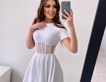 Сукня-міні  з елементами корсету  та спідницею солнцем | PUSHKA SHOP