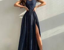 Платье-макси из сетки   с блестками  | PUSHKA SHOP