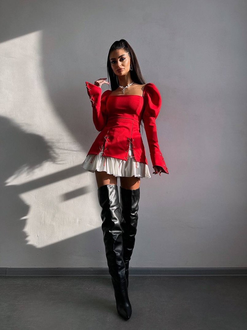 Сукня з об'ємними рукавами + спідниця з воланами Сукня з об'ємними рукавами + спідниця з воланами | PUSHKA SHOP