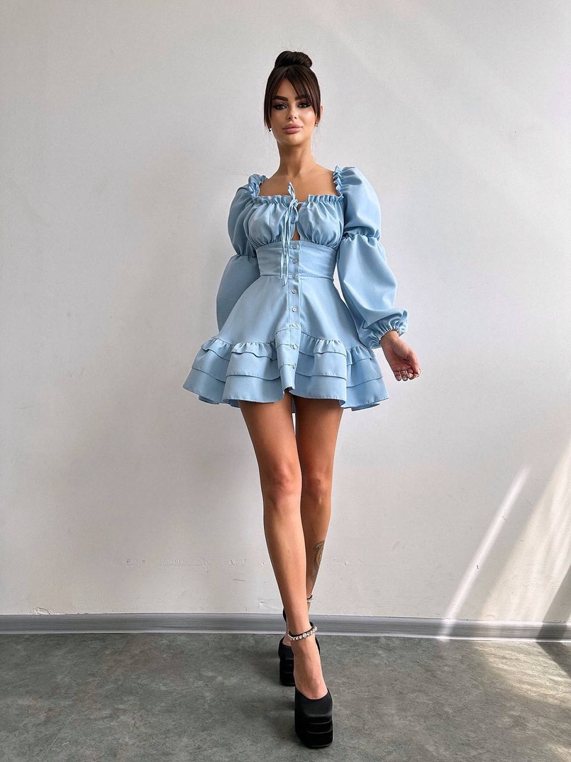 Сукня з воланами на ґудзиках  | PUSHKA SHOP