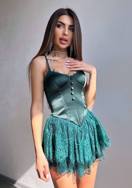 Атласний ромпер бюстьє  | PUSHKA SHOP