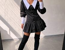 Котонова сукня з рюшами на гудзиках зі шнурівкою на спинці | PUSHKA SHOP