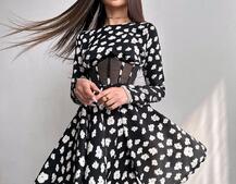 Приталена сукня з корсетною вставкою та спідницею-сонцем | PUSHKA SHOP