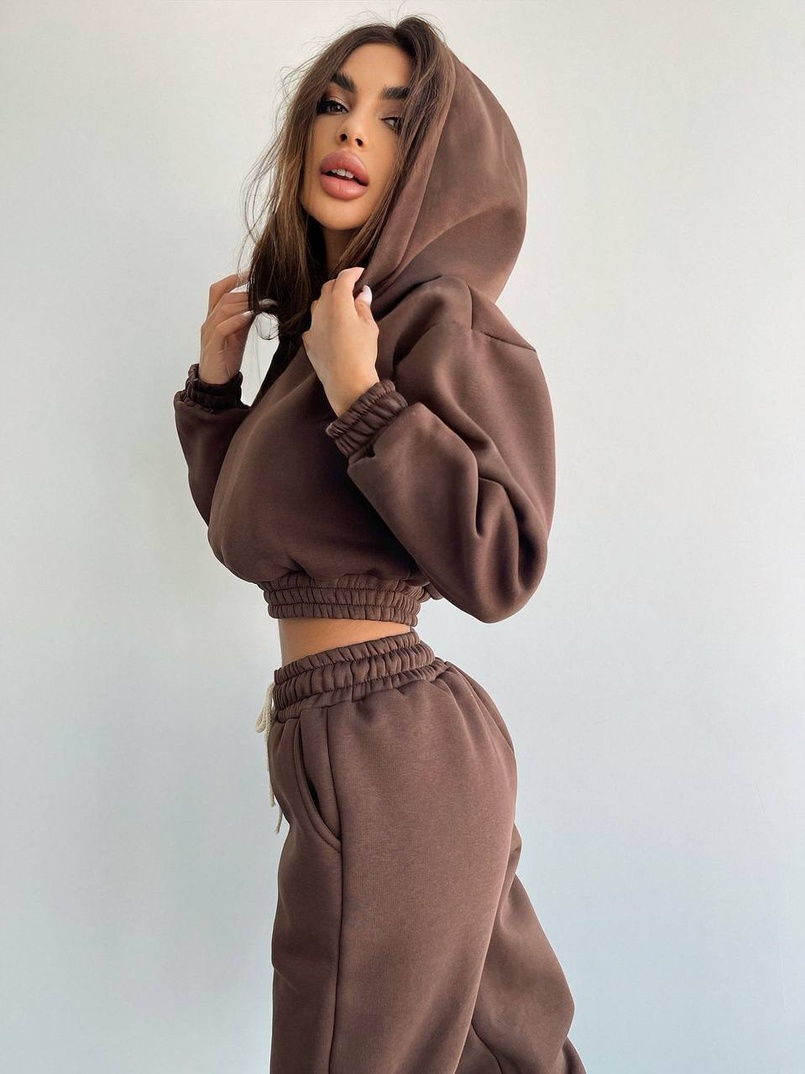 Базовый костюм на флисе с объемными капюшоном  Базовый костюм на флисе с объемными капюшоном  | PUSHKA SHOP