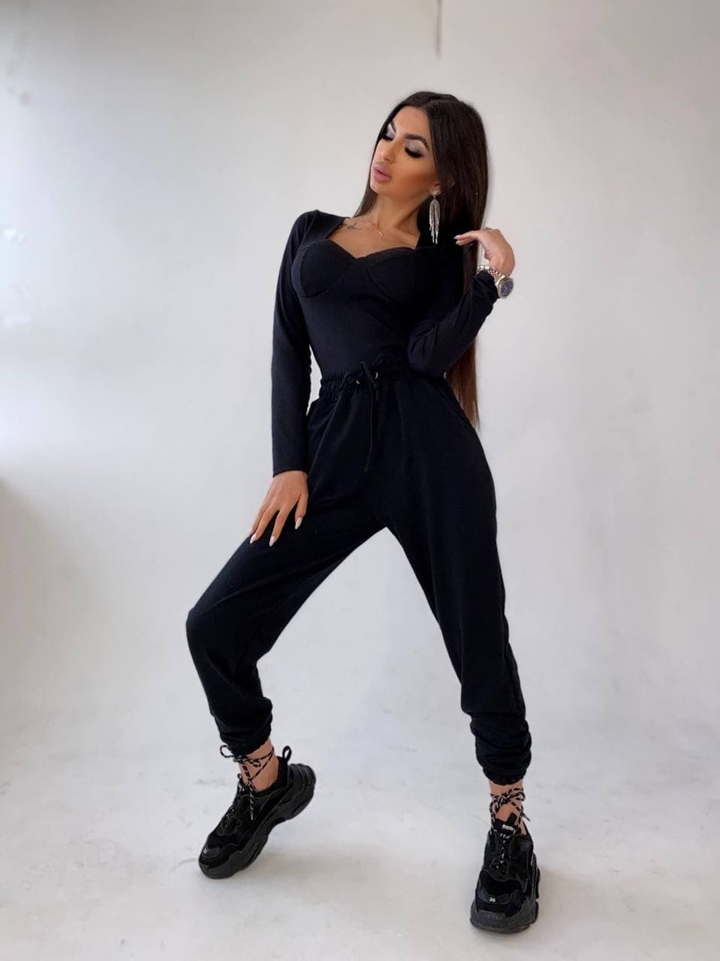 Комплект: боди с чашечками + трикотажные джоггеры  | PUSHKA SHOP