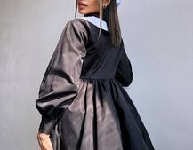 Котонова сукня з комірцем + бант  | PUSHKA SHOP