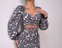 Комплект: топ із зав'язками на талії + спідниця міді з розрізом Комплект: топ із зав'язками на талії + спідниця міді з розрізом | PUSHKA SHOP