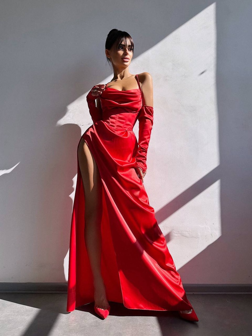 Комплект: корсет з рукавичками + спідниця максі з драпіруванням   | PUSHKA SHOP