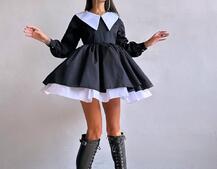 Котонова сукня з комірцем + бант  | PUSHKA SHOP