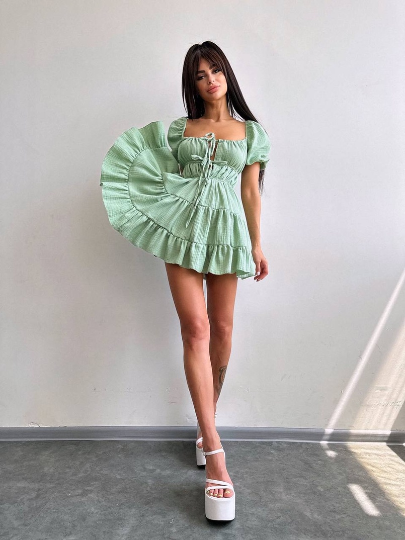 Муслінова сукня з рюшами   | PUSHKA SHOP