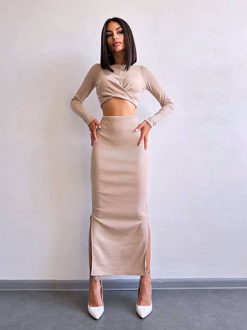 Комплект: топ + спідниця с розрізами  | PUSHKA SHOP