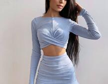 Трикотажный комплект: топ + юбка со сборкой   | PUSHKA SHOP