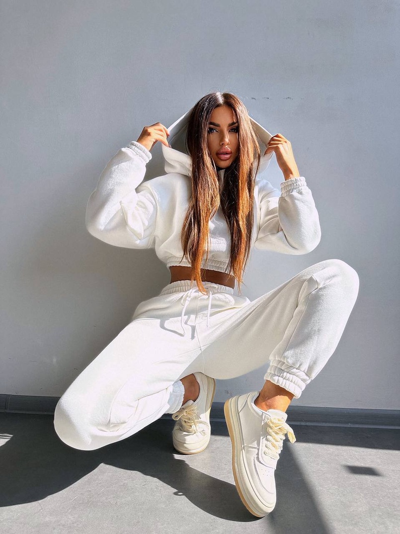 Базовий костюм на флісі з об'ємними капюшоном | PUSHKA SHOP