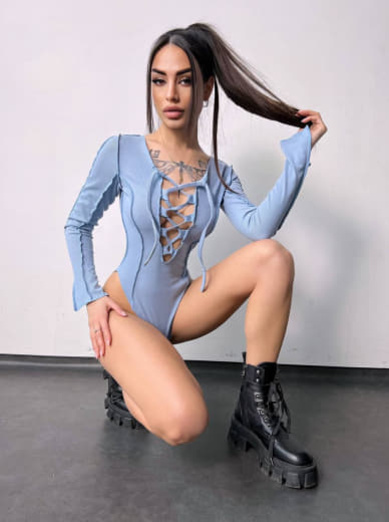 Трикотажне боді зі шнурівкою | PUSHKA SHOP