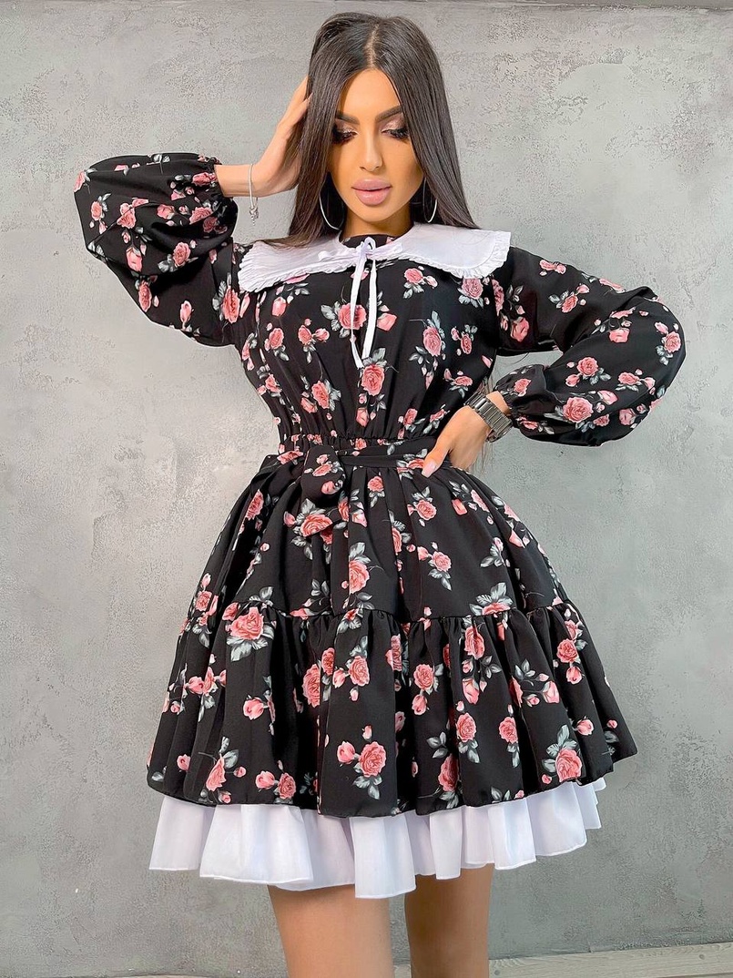 Платье со съёмным воротничком и подъюбником Платье со съёмным воротничком и подъюбником | PUSHKA SHOP