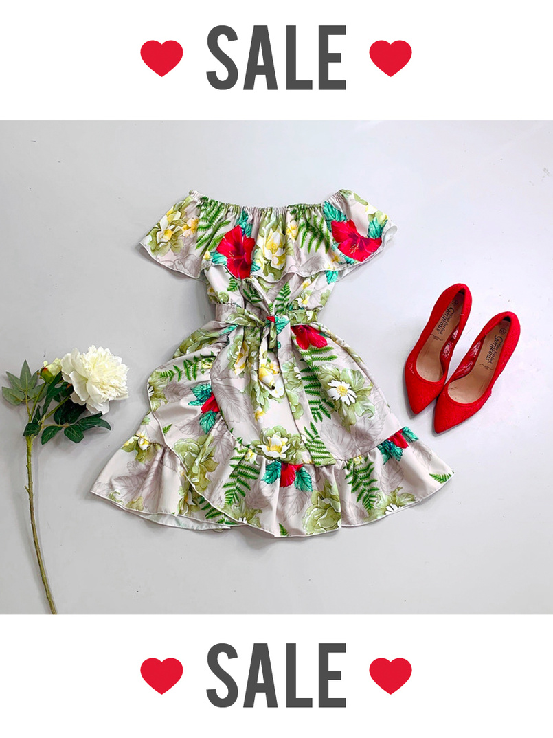 Цветочное летнее платье с рюшами | PUSHKA SHOP