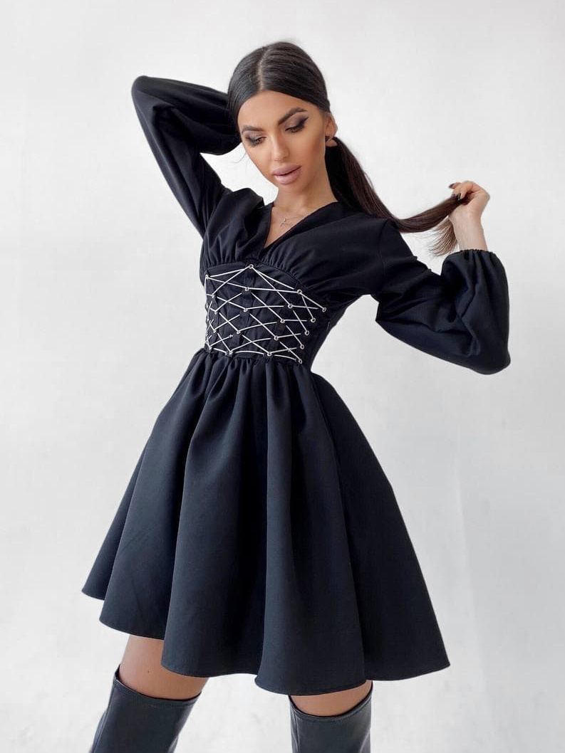 Платье с корсетной вставкой и пышной юбкой   Платье с корсетной вставкой и пышной юбкой   | PUSHKA SHOP