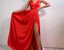 Платье макси с разрезом на юбке и запахом на груди   Платье макси с разрезом на юбке и запахом на груди   | PUSHKA SHOP