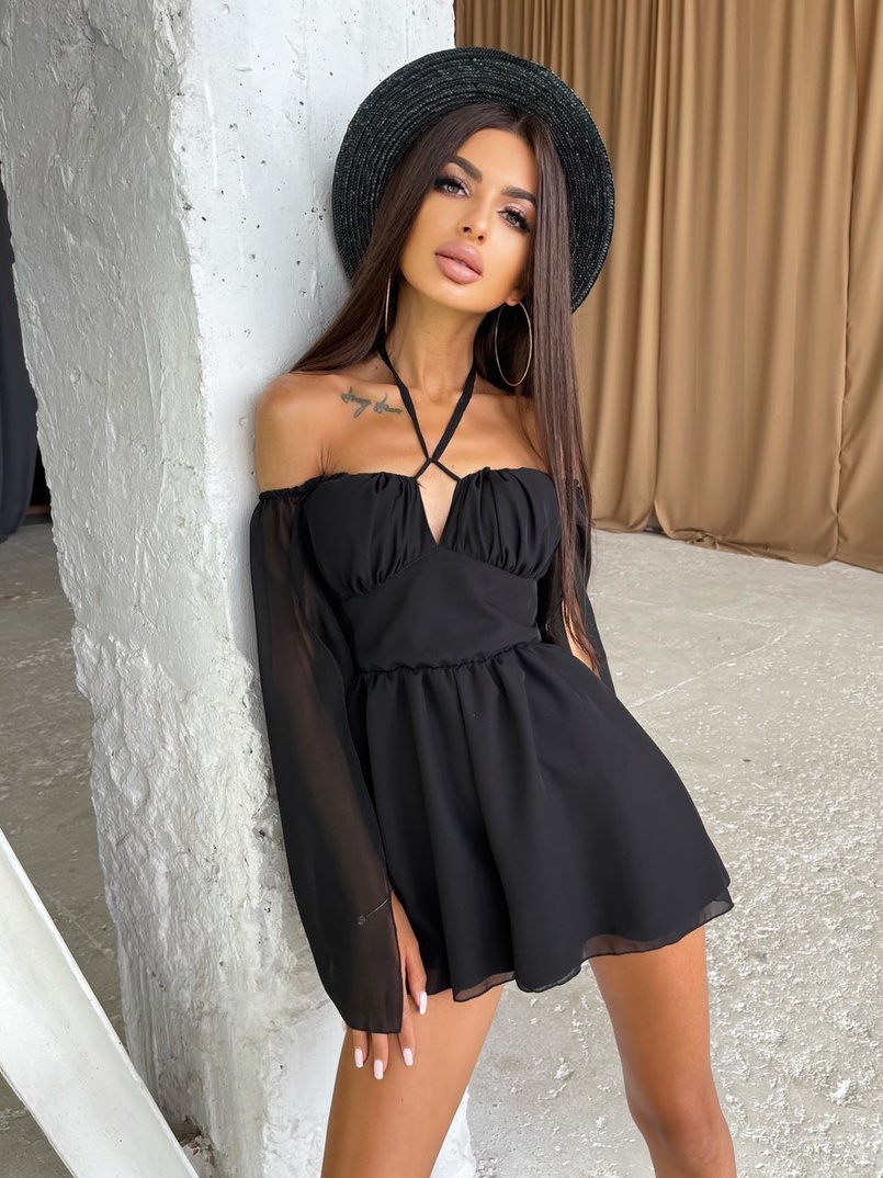 Шифоновый ромпер с расклешенными рукавами  | PUSHKA SHOP