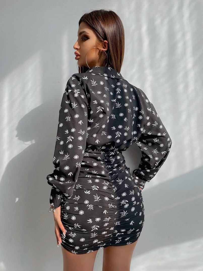 Платье-рубашка с присобранной юбкой  | PUSHKA SHOP