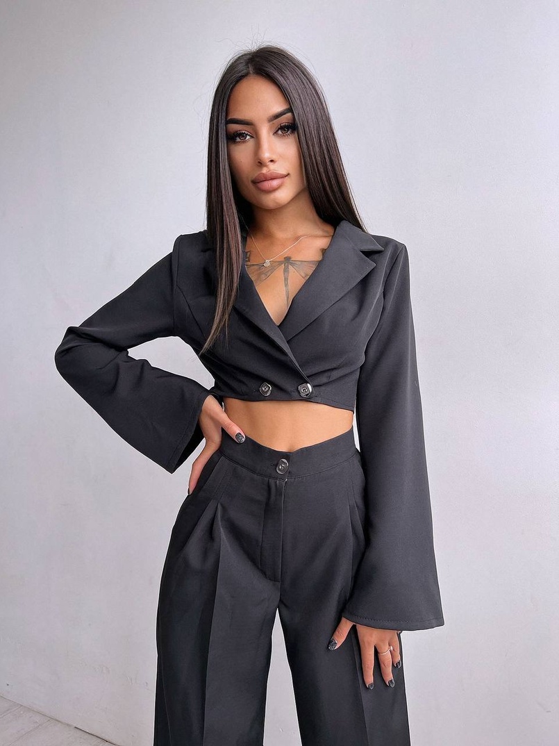 Брючный костюм с широкими штанами  | PUSHKA SHOP