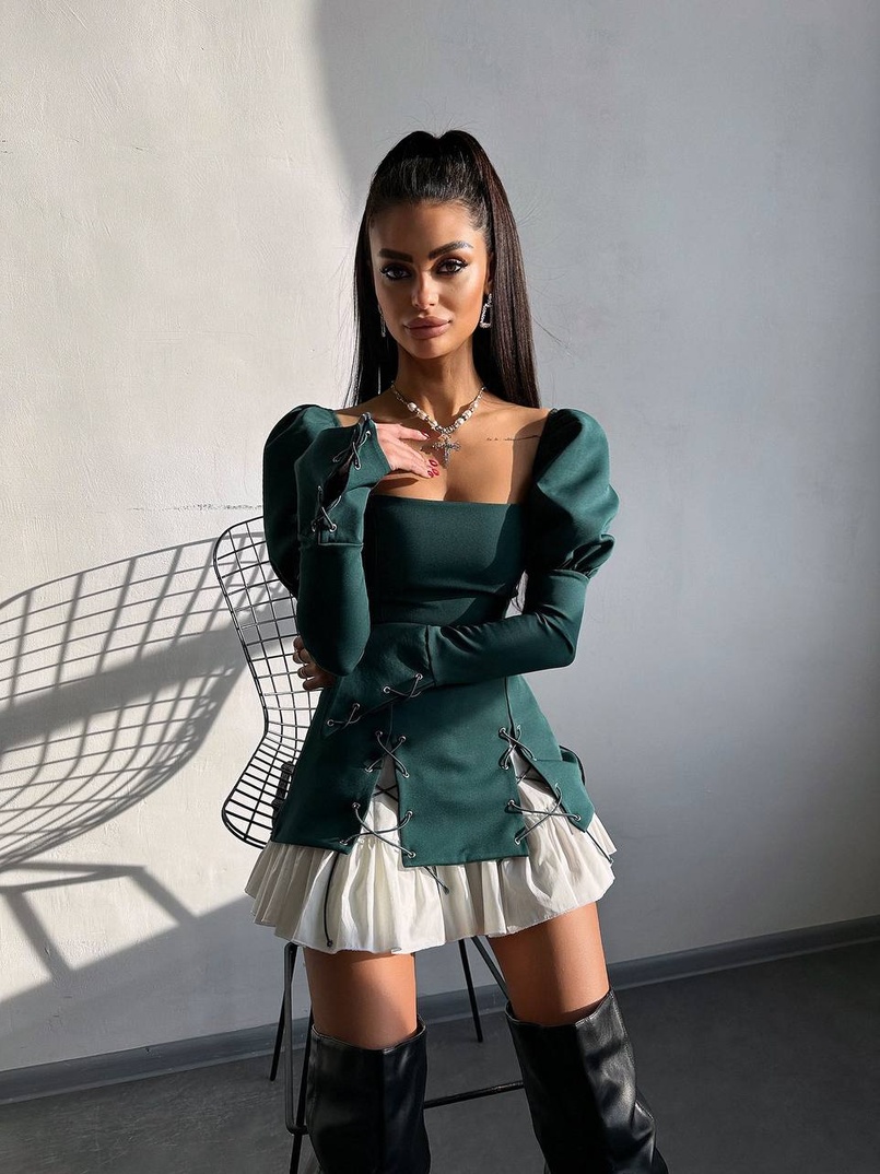 Сукня з об'ємними рукавами + спідниця з воланами Сукня з об'ємними рукавами + спідниця з воланами | PUSHKA SHOP