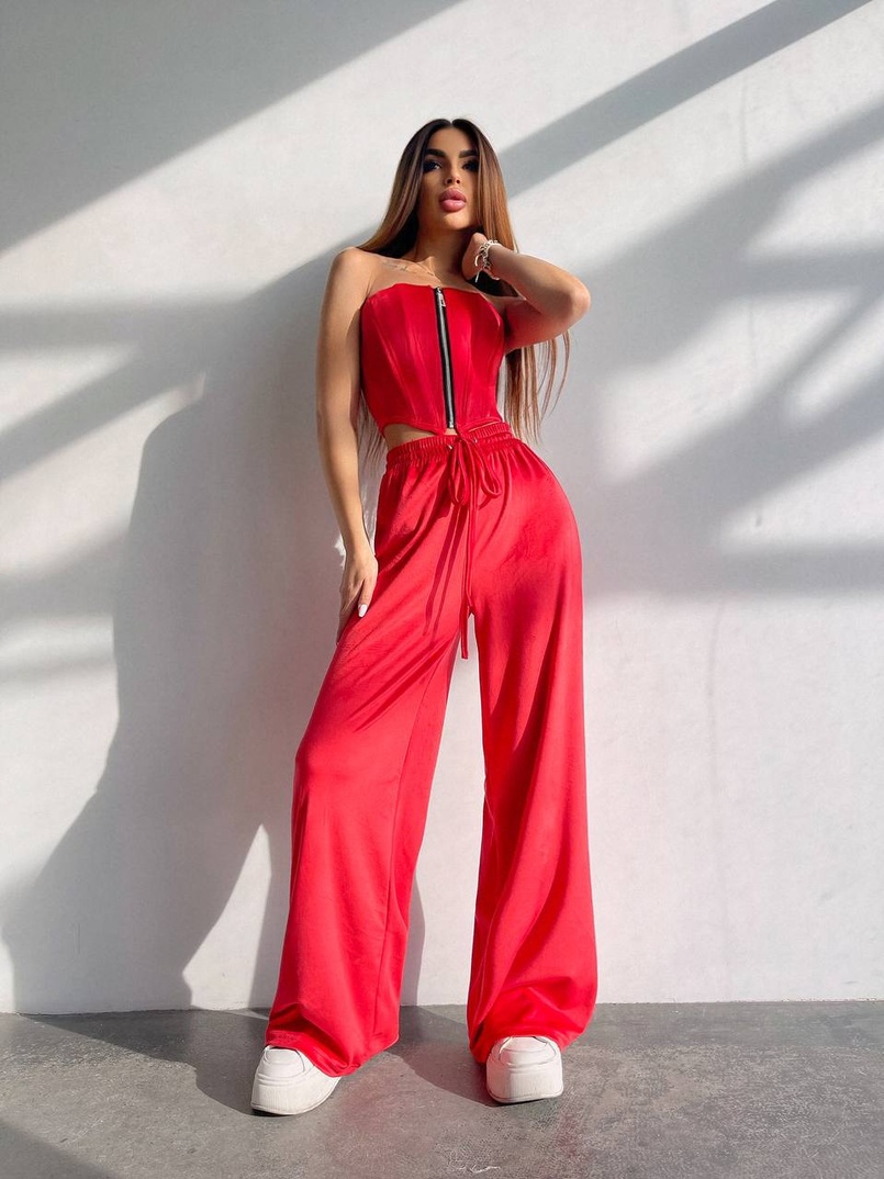 Велюровий комплект трійка: кофта + корсет на блискавці+ штани | PUSHKA SHOP