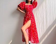 Сукня -міді зі шнурівкою на спинці та розрізом на ніжці | PUSHKA SHOP