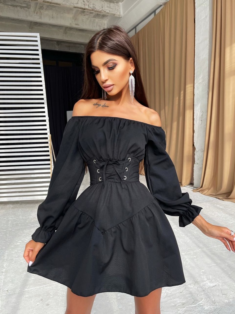 Платье из хлопка в комплекте с корсетом  | PUSHKA SHOP