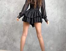 Ассиметричное шифоновое платье декорированное кружевом   Ассиметричное шифоновое платье декорированное кружевом   | PUSHKA SHOP