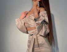 Атласний комплект, декорований бахромою зі страз Атласний комплект, декорований бахромою зі страз | PUSHKA SHOP