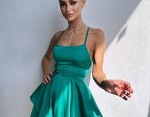 Шовкова сукня з пишною спідницею та шнурівкою Шовкова сукня з пишною спідницею та шнурівкою | PUSHKA SHOP