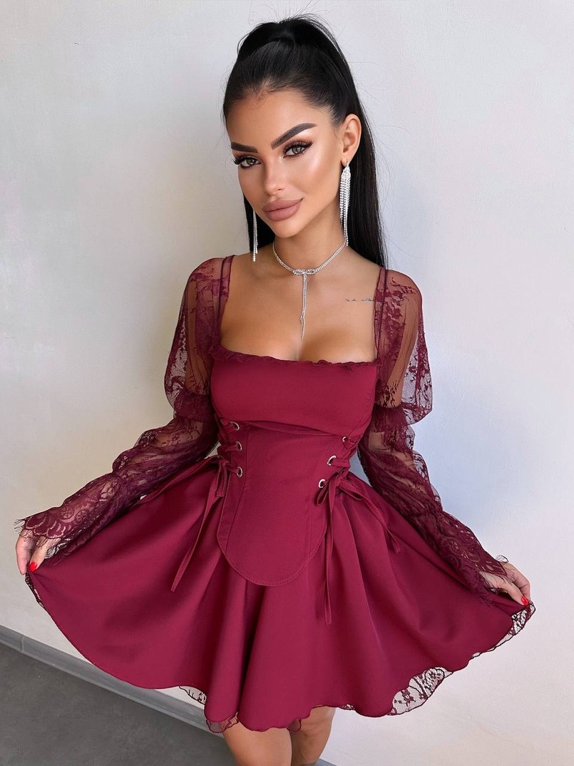 Сукня з корсетом декорована мереживом  | PUSHKA SHOP