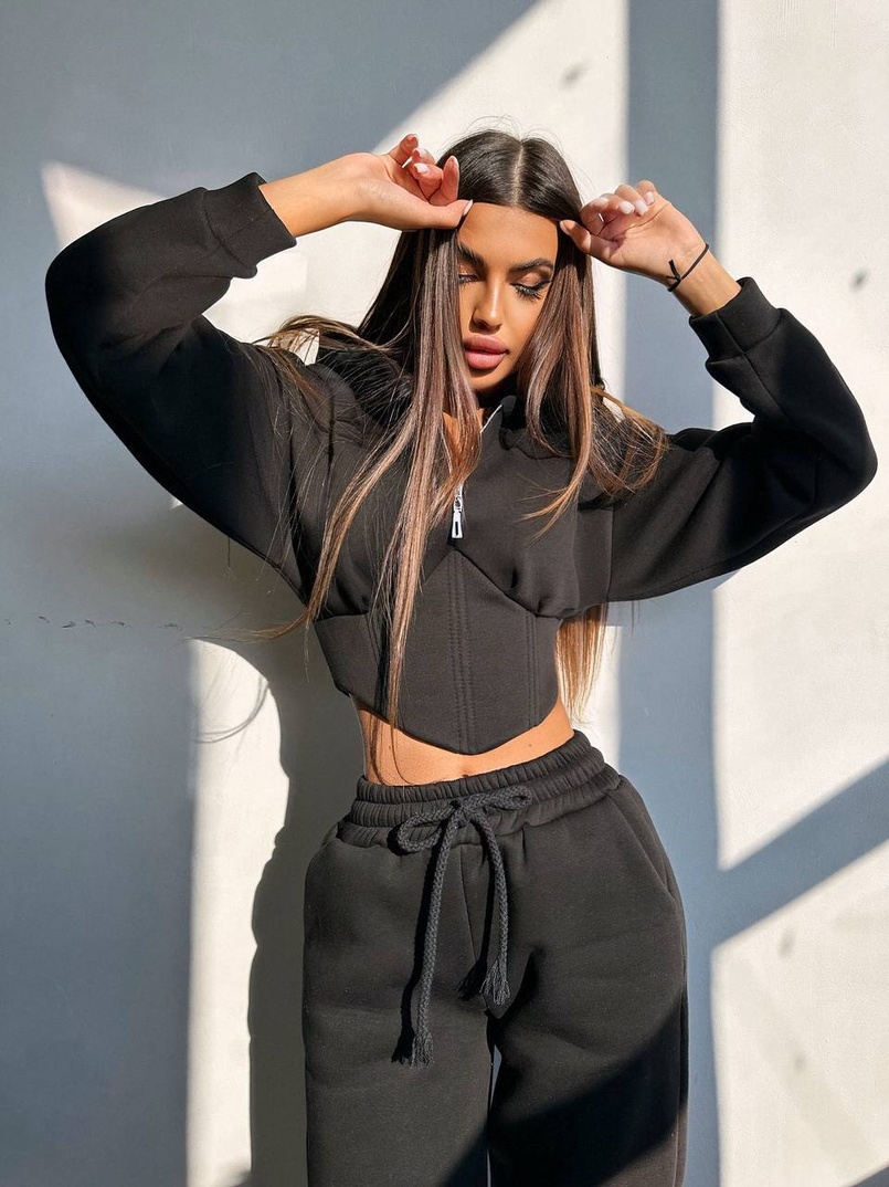 Комплект на флісі : худі з елементами корсету + штани  | PUSHKA SHOP