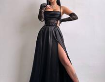 Атласний комплект: корсет + спідниця максі  | PUSHKA SHOP