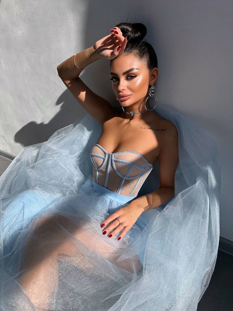 Комплект: корсет бюстьє декорований стразами + пишна спідниця максі  Ручна робота  | PUSHKA SHOP