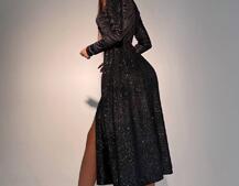 Бархатное платье миди с блестящим напылением | PUSHKA SHOP